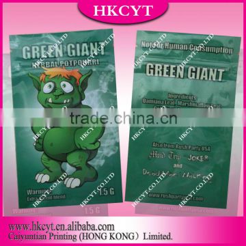 Hot sell bag!!! Green giant 1.5g herbal incense bag