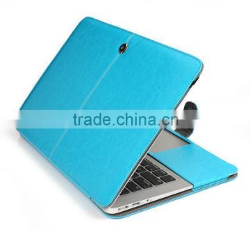 Book style stand flip leather case for Macbook air