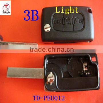 tongda 3 Button with light button no battery place without groove blade for Peugeot.Citroen