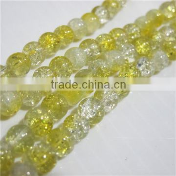 6mm round double color crackle glass bead RGB009