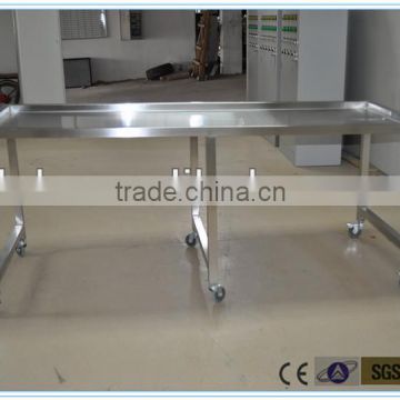 2014 new design stainless steel table with casters and lab trolley certified by CE,ISO9001