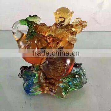 happy monkey with gourd liuli bussiness gift high quality