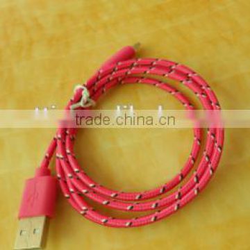2014 wholesale colorful nylon braided micro usb 2.0 cable