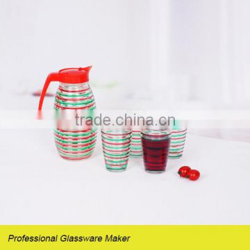 5pcs glass drinkware set with hand painted tableware