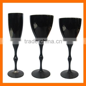 Hand blown black wine glass,drinking glass