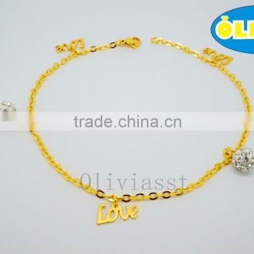 Olivia 2016 New Fashion woman 304 Stainless Steel bracelets simple LOVE design with shining ball
