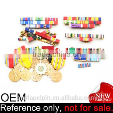 cheap army award custom short ribbon metal military miniature medal