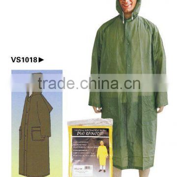 100% pvc waterproof green adult 0.10mm rainwear rainsuit