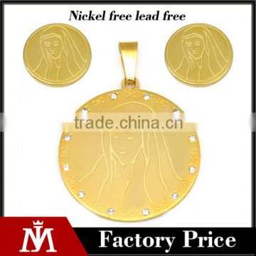 gold plating jewelry set , stainless steel women's round zirconia jewelry set