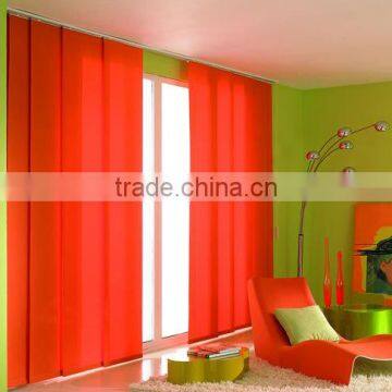 red fabric vertical blind