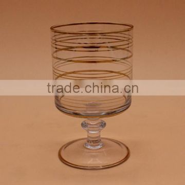 Golden Rim Drinking Wine Glass With Short Stem