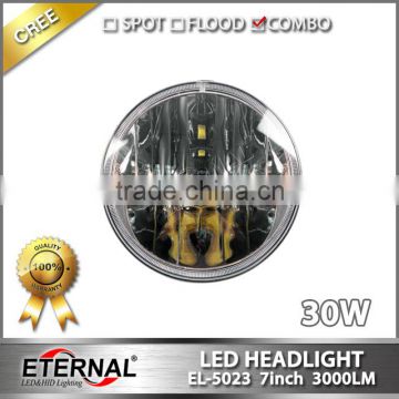 7in 30W Round Jeep LED Headlights dual replacement lamp for 4x4 racing Hummer CJ TJ JK Prewired motorcycle