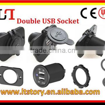 2 port 5v 2.1a dual USB socket for motorcycle/car/ marine
