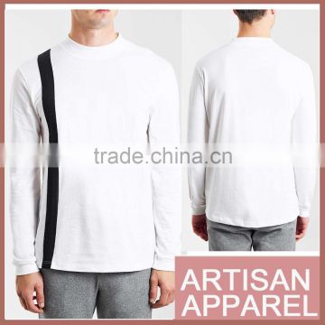 black Panel Turtle Neck T-Shirt top quality printing logo men long sleeves collar t-shirt