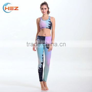 HSZ-YD46013 Professional Factory Manufacturer Printed Leggings Sport Fitness Wear Ladies Fashion Clothing Tank Top Women Apparel
