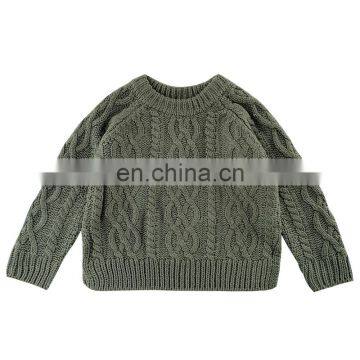 3516/Customized fashion pullover knitted girls autumn winter sweater wholesale solid kids sweater