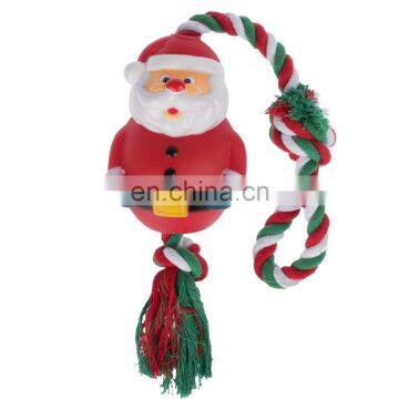 new fashion colorful Xmas Santa Claus shape pet rope vinyl toys