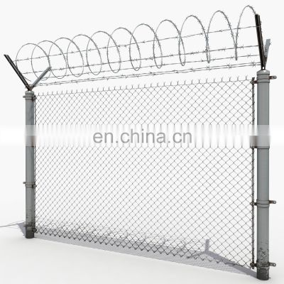 High security airport fence with razor barbed wire