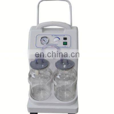 High quality  medical electric  vaccum suction pump apparatus aspirator double bottles suction trolley suction machine