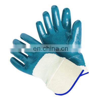 Blue Safety Cuff Nitrile Oil Resistant Working Gloves