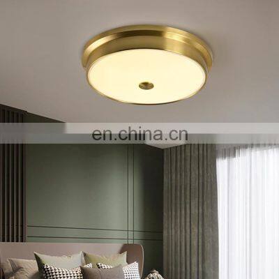 HUAYI Luxury Design Copper Dimming Modern Round Surface Mount 24Watt Bedroom Decoration LED Ceiling Light