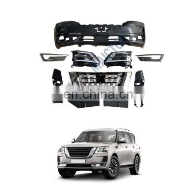 MAICTOP auto body kit front bumper grille face kit for Patrol 2020 black and chrome