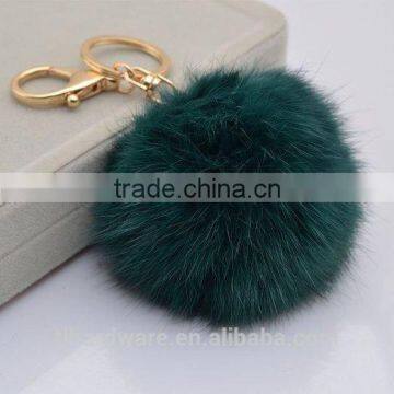Good quality 12cm raccoon fur pom pom fur pompom hat raccoon fur ball keychain