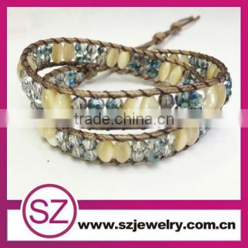 Alibaba website Guangzhou jewelry factory wholesale gay pride beaded leather bracelet