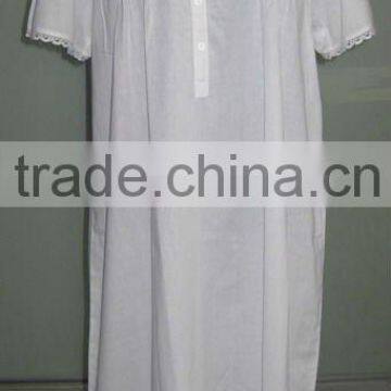 Exceptional Service Embroidered White Cotton Nightgown