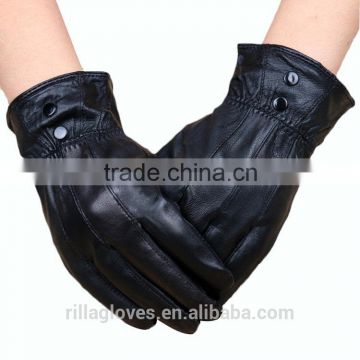 Women Patchwork Sheepskin Leather Gloves