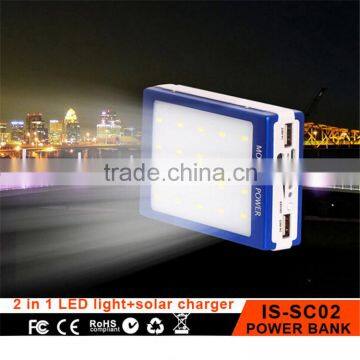 High quality Universal solar power 6000mah led slim power bank with ce