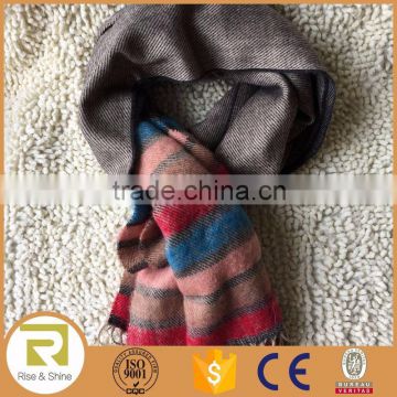 Wholesale 100% Acrylic woven multicolor stripes yarn dyed fringed shawl scarf