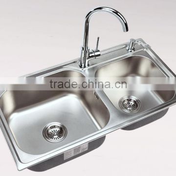 Polished kitchen sink with draining board(High quality)