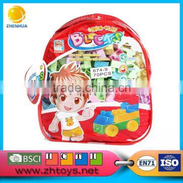 70PCS ABS plastic Building Block Kids Mini toy in backpack