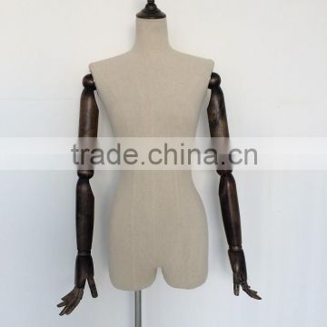 Female torso mannequins with fabric for display