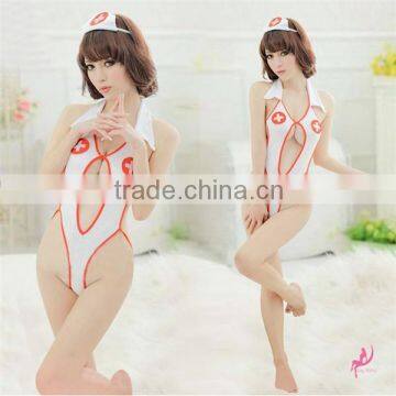 Deep V exposed breasts temptation sexy nurse princess role - playing jumpsuits uniform, nightclub use