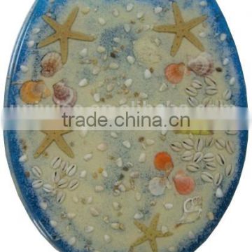 Beach/Sand/Shell polyresin toilet seat,Lucite toilet seat,Resin toilet seats, 18" Size