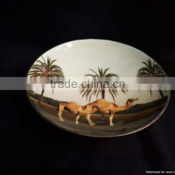 camel print metal brass bowl