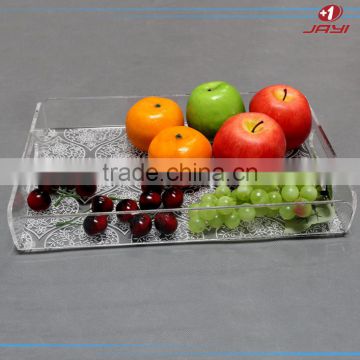 Customized wholesale acrylic fruit tray decorations clear plastic cake tray with special figure