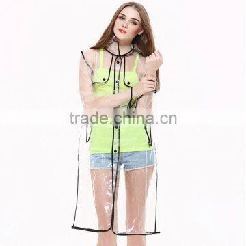 wholesale fashion transparent eva raincoat with good quality