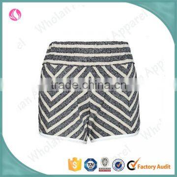 High quality Casual stripe linen sexy hot shorts for woman