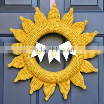 hand kitted crochet summer sun wreath DIY sets
