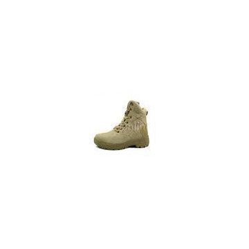 Oil Resistant Leather Tactical Boots , Tan Color Airsoft Military Boots