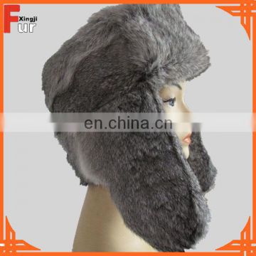 Natural Grey Russian Style Rabbit Fur Hat