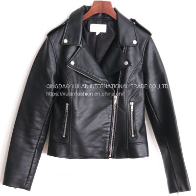 HOT SALE 2021 NEW ARRIVAL LADIES'FAUX LEATHER MOTORCYCLE JACKET