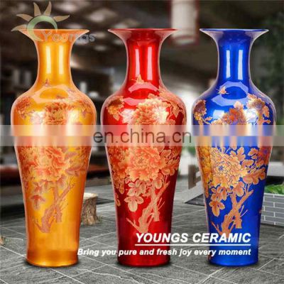 Beautiful large decorative chinese famille rose porcelain floor vases
