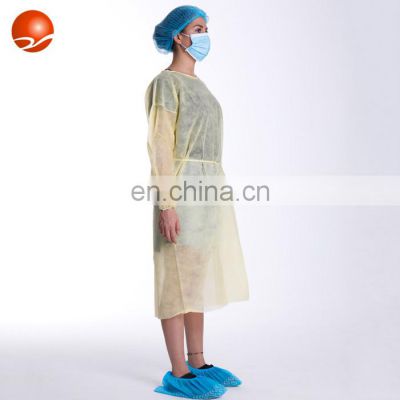 One Size Fits Most Yellow Elastic Cuff Adult Disposable Fluid-Resistant Isolation Gown