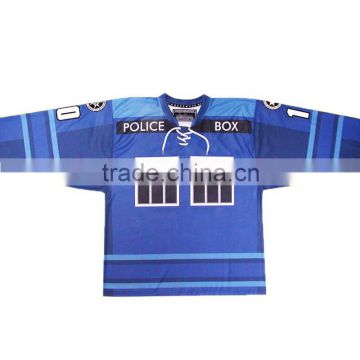 Unique style men's blue hockey jersey custom made