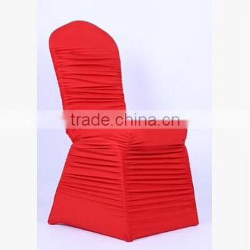 red wrinkle stretch banquet chair cover, elegant ruffled elastic spandex chair cover
