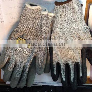 Cheap price HPPE gloves, latex coated cut resistant glove